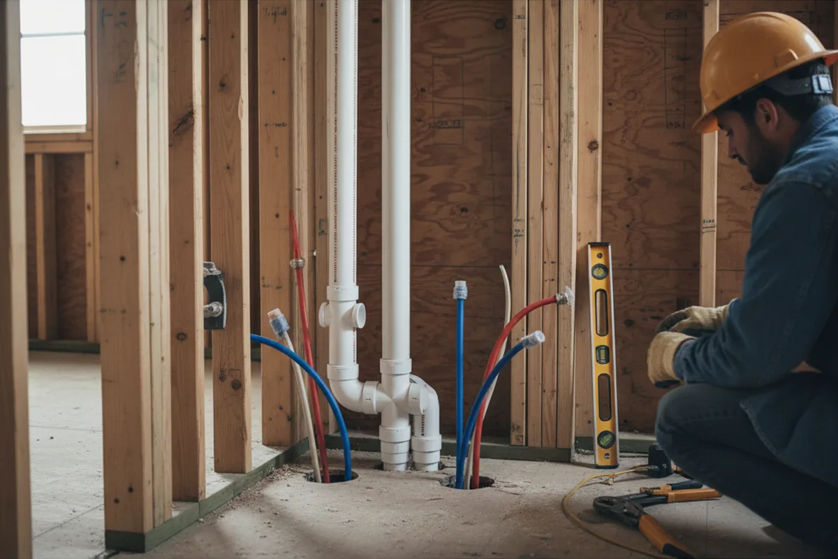Drain and supply rough-in during Leak Detection in Martinsville